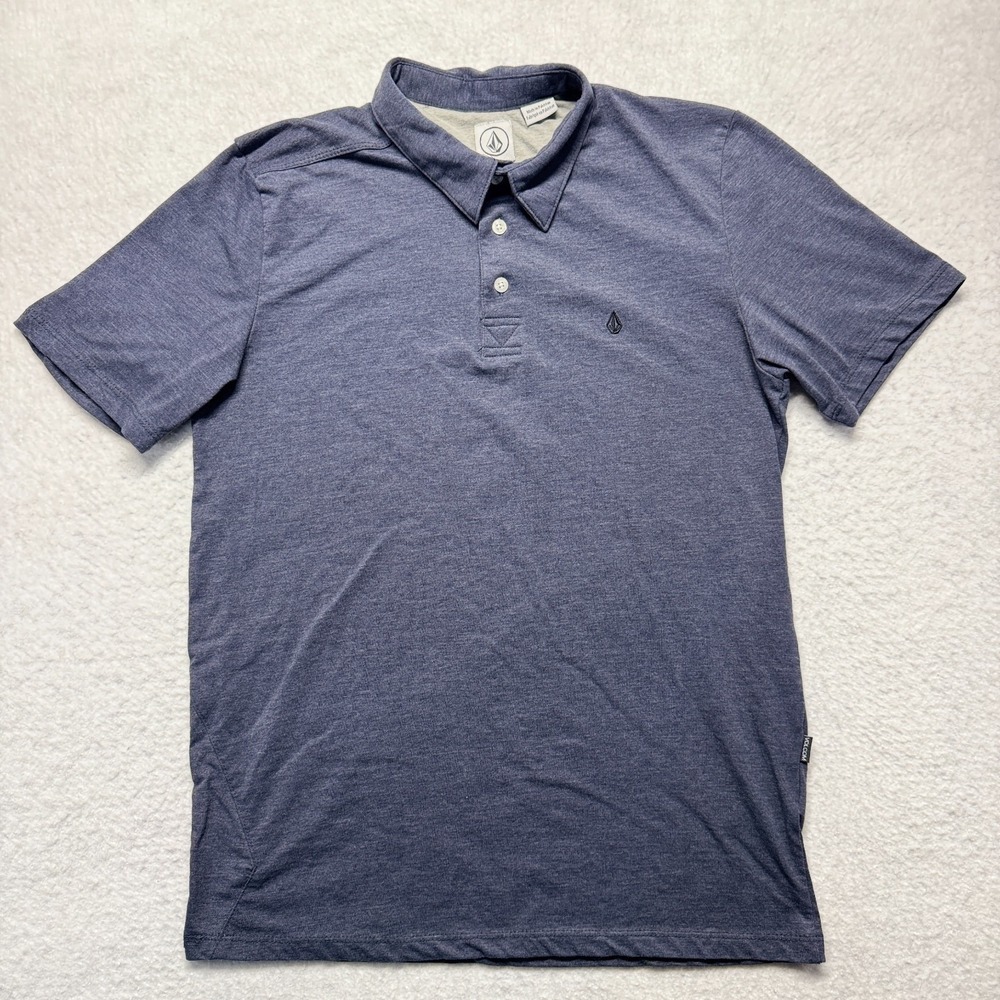Volcom Stone Polo Shirt Logo Skater Surfer Casual Blueish Gray Men's Size Medium